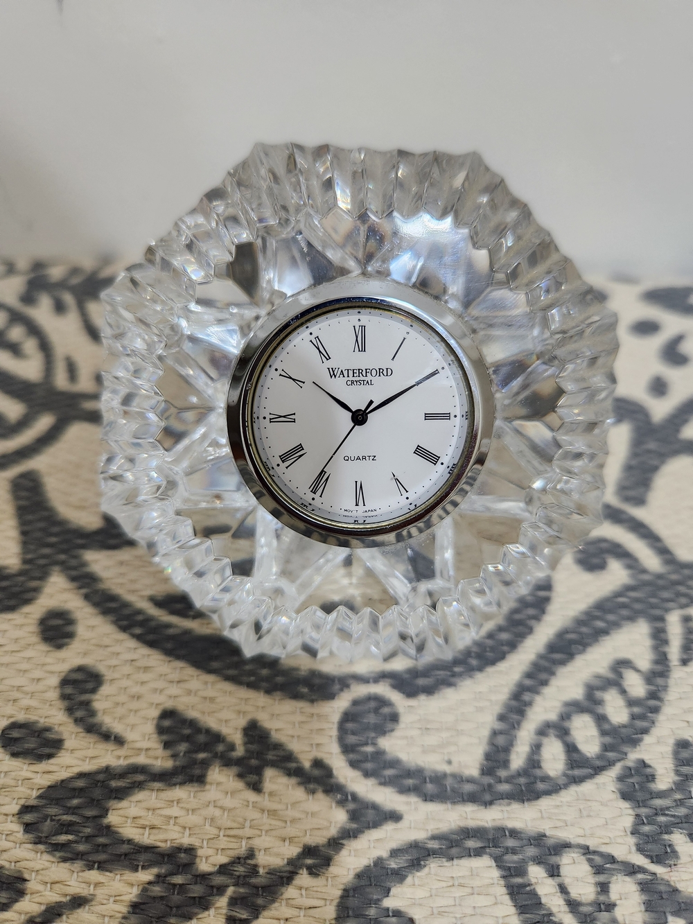 Waterford  Vintage Crystal  Diamond Shape Lismore Clock Paperweight